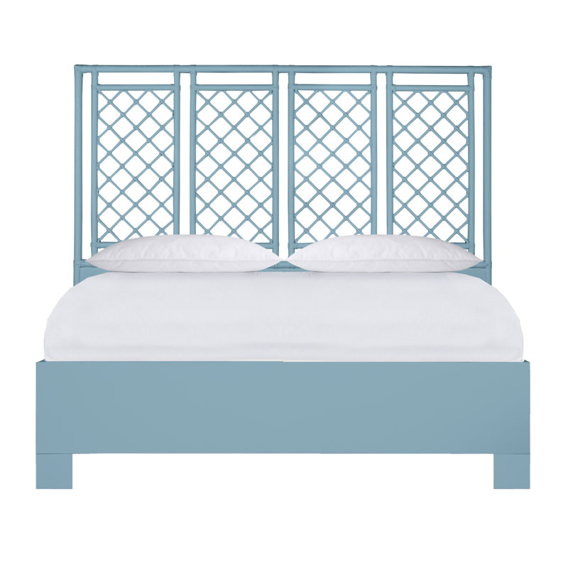 X & Diamond Low Profile Standard Bed, King, Pool Blue