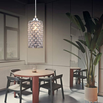Luminaire suspendu en cristal moderne à hauteur réglable compatible avec les ampoules E27 convenant à la cuisine, à la salle à manger et à la cuisine