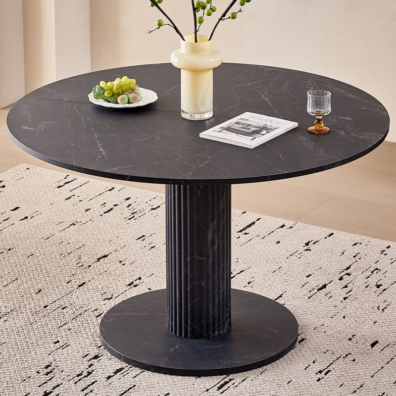 Modern Dining Table - Round Table - For 4-6 People - 115X 75 Cm (W X H), Black