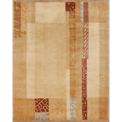 Presidential Hand Knotted Floral Area Rug in Light Brown/Red