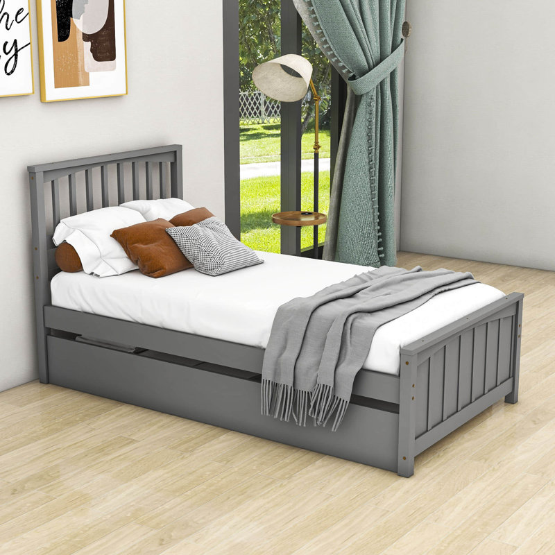 Comyns Twin Platform Bed with Trundle, Gray