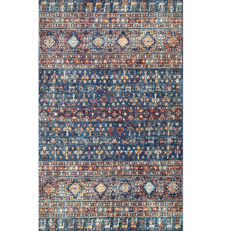 Tapis géométrique bleu / ivoire Pazug, Rectangle 8 pi x 10 pi