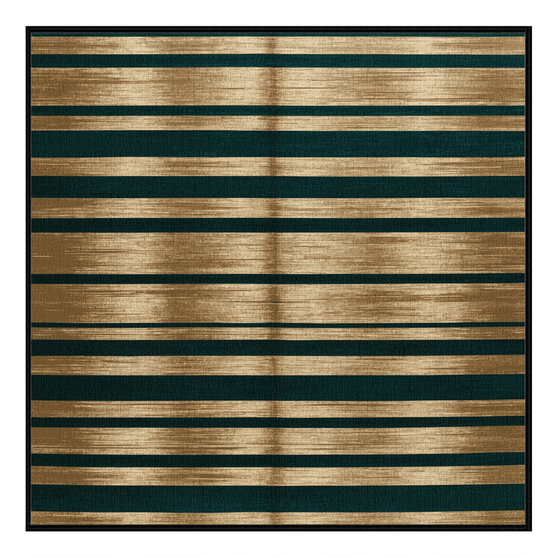 Tapis vert à rayures horizontales lavable à la machine, Carré 7 pi