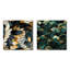 Bleu riche et riche motif de mosaïque en marbre - ensemble de collage abstrait botanique carré de 2-101846954-101846955