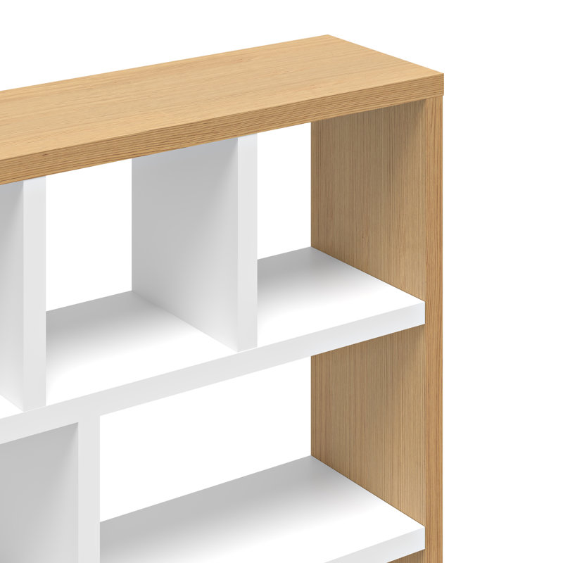 Shanisha 159 cm H x 150 cm W Room Divider Bookcase, Natural/White