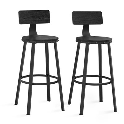Shakir Counter Stool,Set of 4 Industrial Bar Stool Kitchen Bar Chairs with Backrest, Steel Frame
