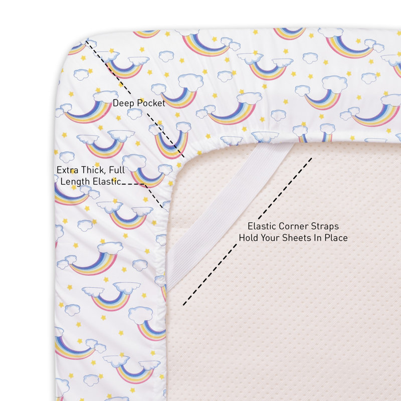 Full Pink Rainbow Print Microfiber Kids' Sheet Set