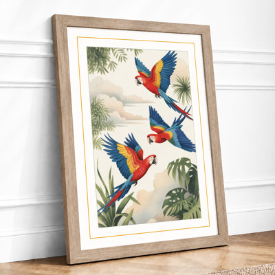 Macaws in Flight Tropical - Framed Print