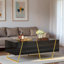 Table basse rectangulaire ultrabrillante pour le salon avec rangement et base dorée, 4 tiroirs