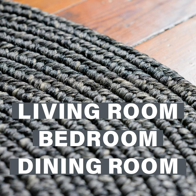  Braided Rug / Washable Indoor/Outdoor Black Rug, Rectangle 6' x 9'