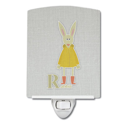 Alphabet R for Rabbit Ceramic Night Light