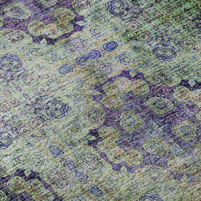 Tapis mauve Premium lavable à la machine Cerrito AMF557, Rectangulaire 3 pi x 5 pi