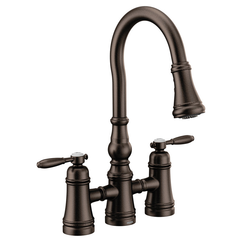 Weymouth Pull Down Touch Double Handle Kitchen Faucet, Oil Rubbed Bronze