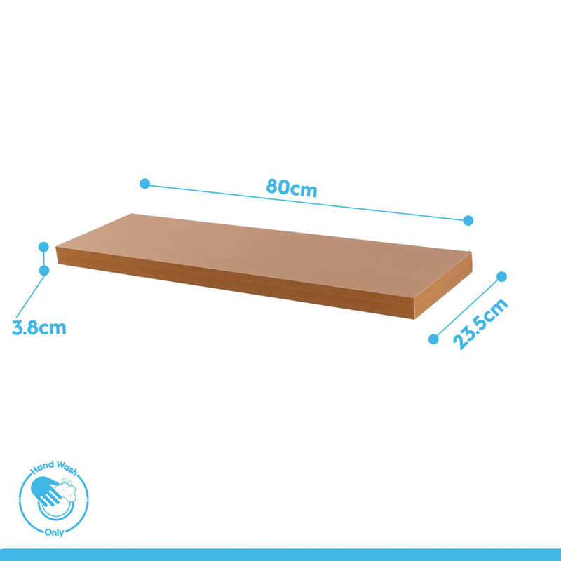 Harbour Housewares - 80cm Floating Wall Shelves for Storage & Display - Brown - Set of 3