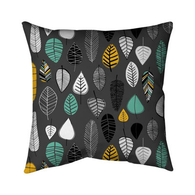 Leaves illustration - 18"x18" Throw pillow - Poly twill - Print on demand