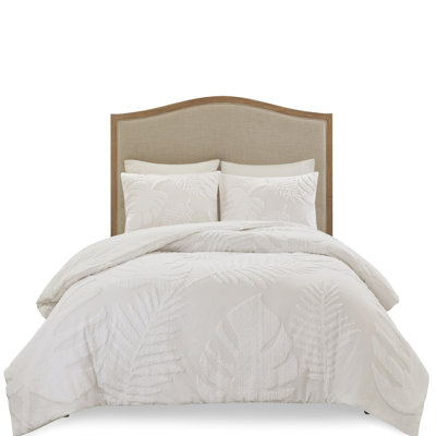 3 Piece Cotton Chenille Bedding -  Beach House Aesthetics Decor Tropical Chenille, FullStyle