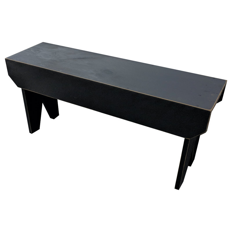 Banc en bois Wyatt, Vieux noir, H 16 po x l 36 po x P 10,5 po