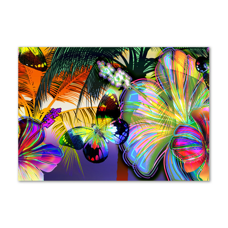 Flowers And Butterfly - Wrapped Canvas Print