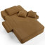 Luxueuse chaise longue en velours côtelé moelleux avec 3 coussins, canapé-lit convertible avec poche de rangement, conception sans cadre et mousse de compression pour les petits espaces, salon, appartement, chameau