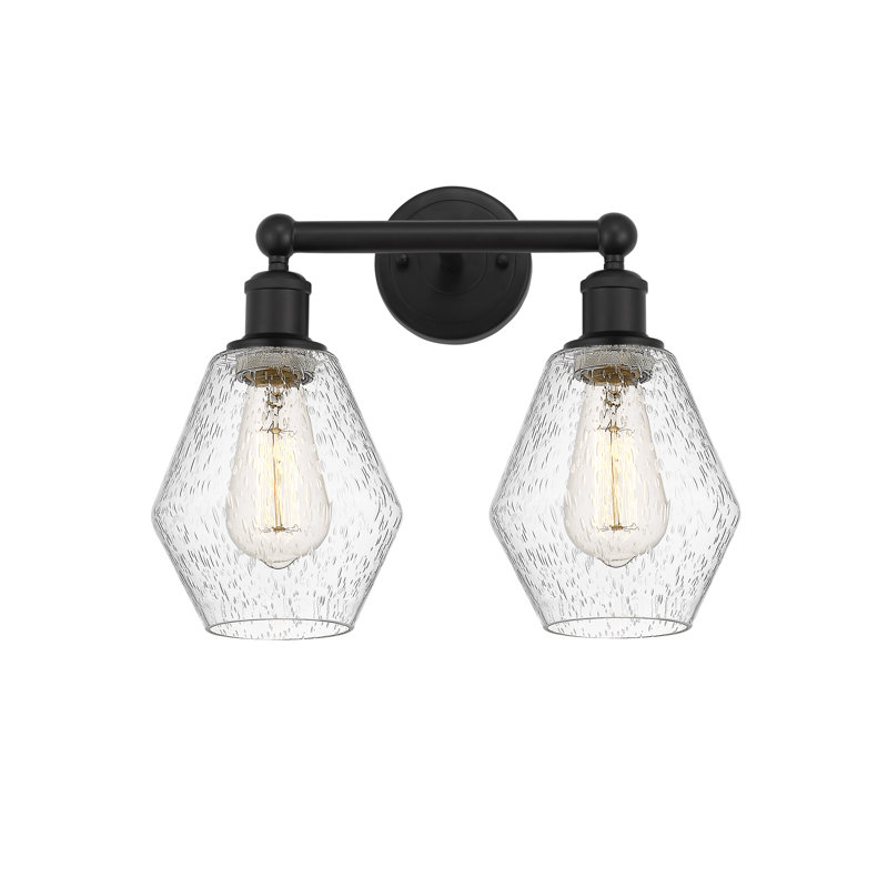 Éclairage pour salle de bain 2 lumières en acier et verre Gabbie, Noir mat, Granuleux