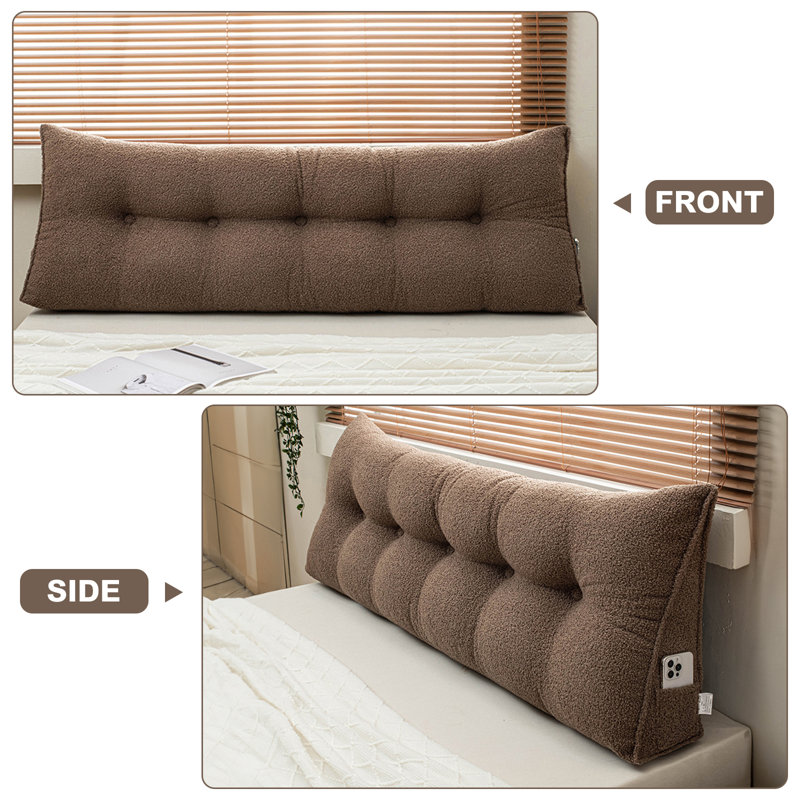 Coussin de tête de lit triangulaire, Café, H 19,7 po x l 59 po