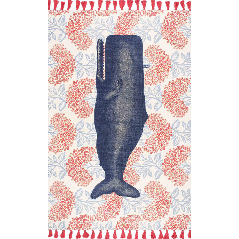 Thomas Paul Flatweave Cotton Whale Area Rug, Rectangle 4' x 6'