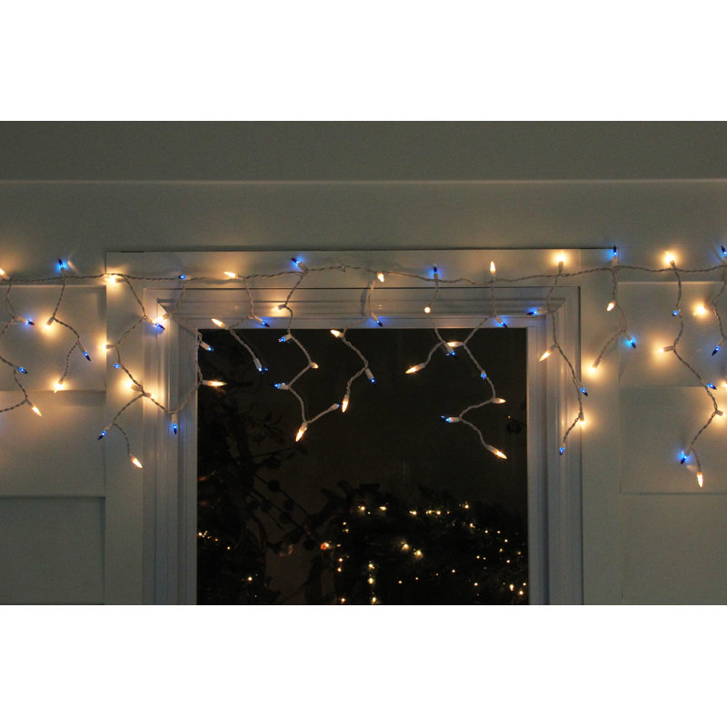 Mini guirlande de 50 glaçons de Noël, H 1 po x l 1 po x P 31,2 po po, Bleu / Transparent