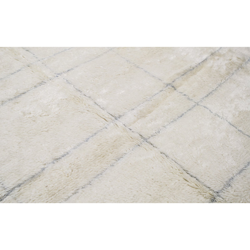 Wool Area Rug in Ivory, Rectangle 9' x 12'