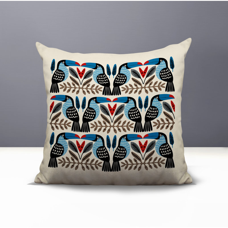Oreiller carré réversible intérieur / extérieur Tukko Tucan, Turquoise, Carré 17 po
