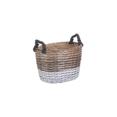 Wicker Triple Tone Storage Basket with Lining