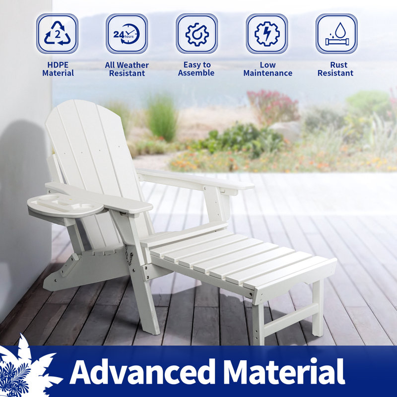 Chaise Adirondack pour l'extérieur Hdpe, Blanc