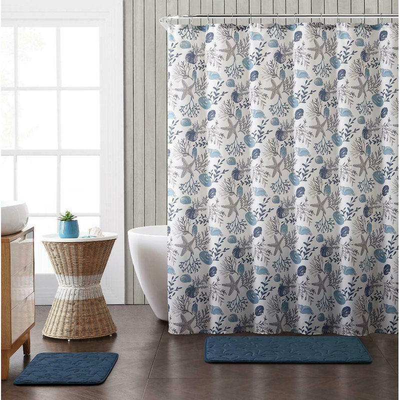 Rideau de douche simple Carnamaddy, Bleu