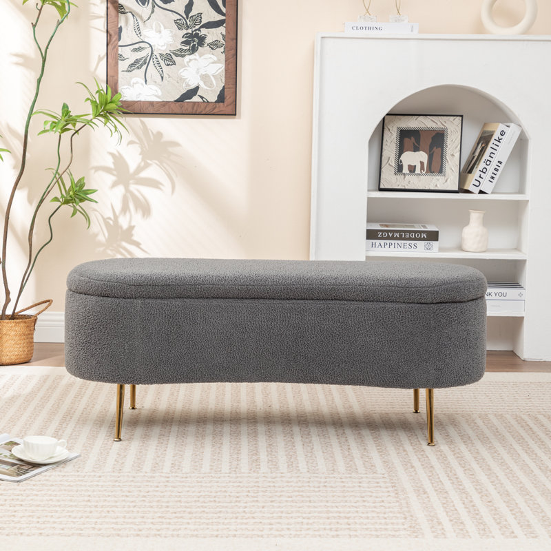 Banc de rangement rembourré Kaybree, Gris