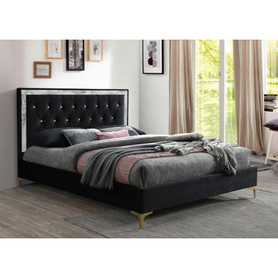 Queen Tufted Platform Bed, Upholstered Bed, Bed Frame -  Everly Quinn, E89B490EFF8C4E69B3BCE5F4D67AC1D1