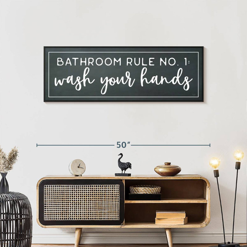 Salle de bain règle n ° 1, 46 po x 16 po, Cadre flottant noir