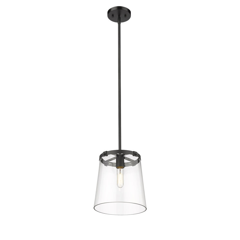 Luminaire suspendu cylindrique à 1 lumière Seden, Noir mat, H 93 po x l 10 po x P 10 po