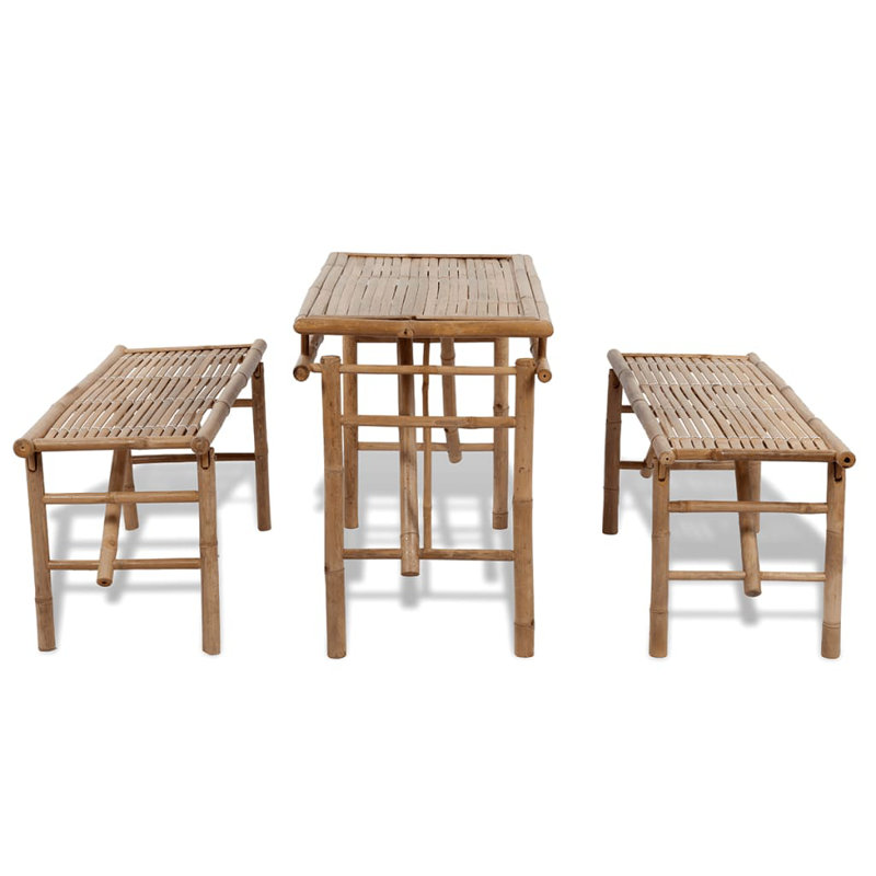 Tott And Eling 4 - Person Bamboo Wood Patio Dining Set with Rectangular Table