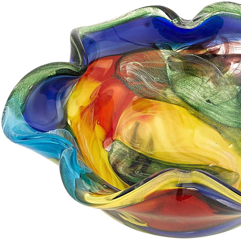 Multicolor Art Glass Floppy Centerpiece Dessert Bowl