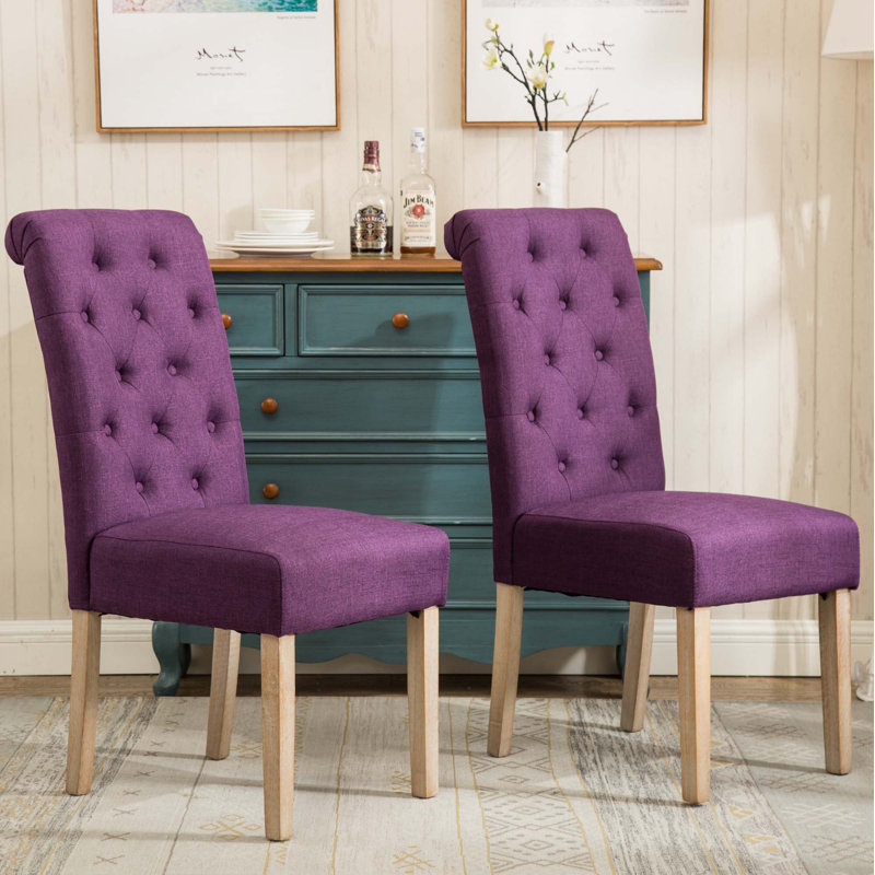 Chaise parsons capitonnée en bois massif, Mauve
