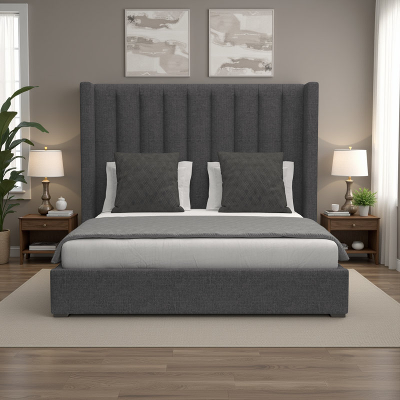 Lit tapissier standard à profil bas Esparto, Revolution® gris anthracite, Grand (moyen)