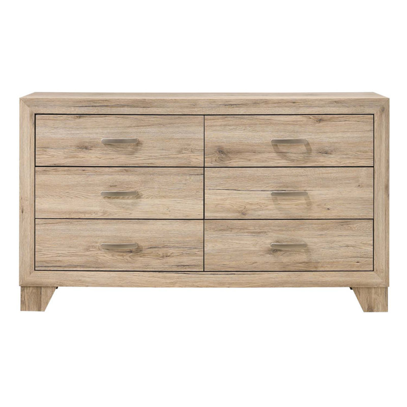 Commode 6 tiroirs Miquell, finition naturelle