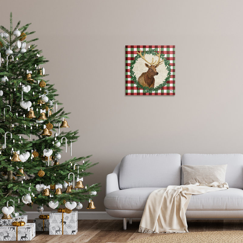  «Plaid Holiday Elk» par Paul Brent, H 24 po x l 24 po