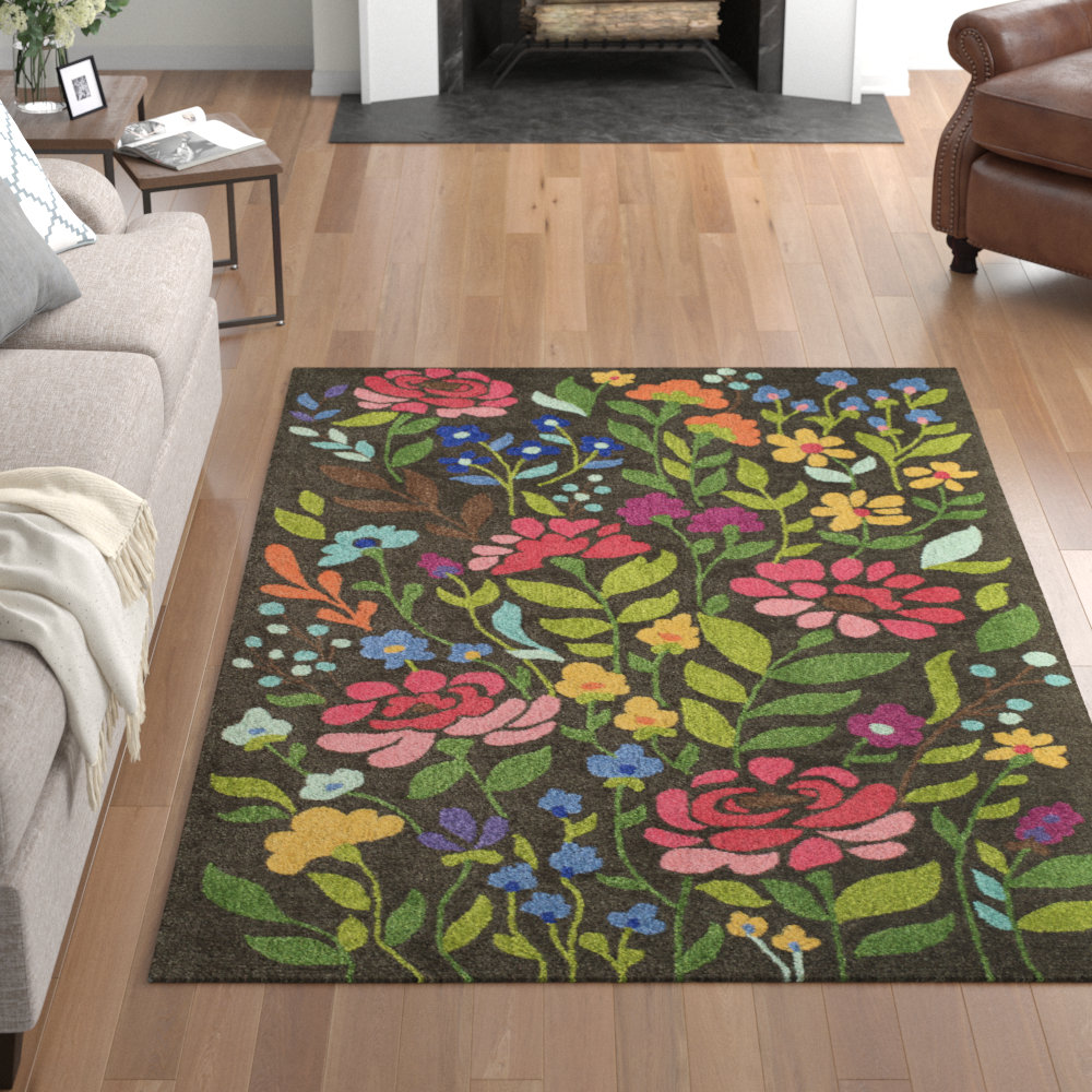 Wade Logan® Brooklington Floral Hand Hooked Wool Brown/Green Area Rug ...