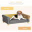 Lit surélevé pour animaux de compagnie, gris foncé pour chiens de taille moyenne à grande, coussin amovible, doublure douce et de soutien, race de lit pour chien, faux lin respirant, coussin de siège