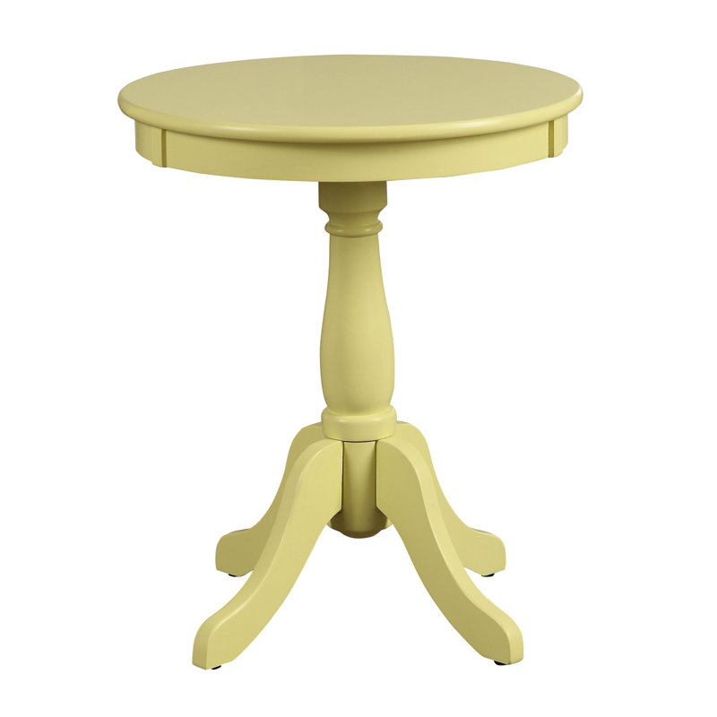 Table d'appoint en bois jaune avec base à 4 pieds et piédestal rond
