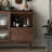 Metal Handle Glass Door Buffet Table