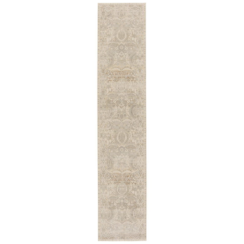 Tapis gris tissé à la machine Clint, Tapis de couloir 2 pi 6 po x 12 pi