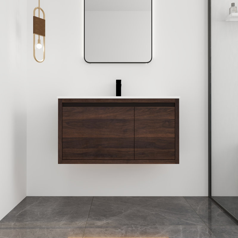 Meuble-lavabo 36 po avec lavabo en gel, Noyer de Californie