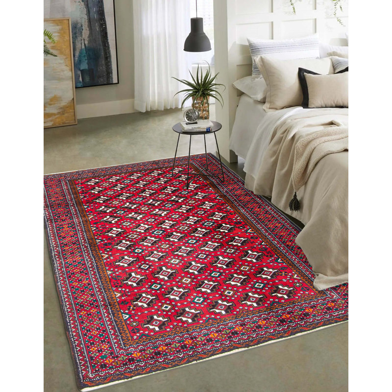 Tapis rouge Teimani 3 pi 4 po x 5 pi 2 po