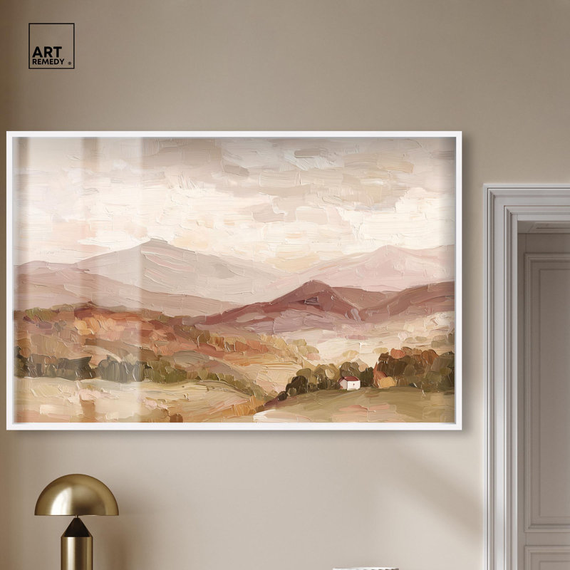 Décoration murale rustique Rolling Hills III Shadowbox par Art Remedy, cadre blanc, 55 x 37, H 37 po x l 55 po, Cadre blanc